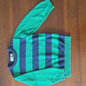 Children's Place Boys 5T Knit Green And Blue Striped Sweater 100% Cotton